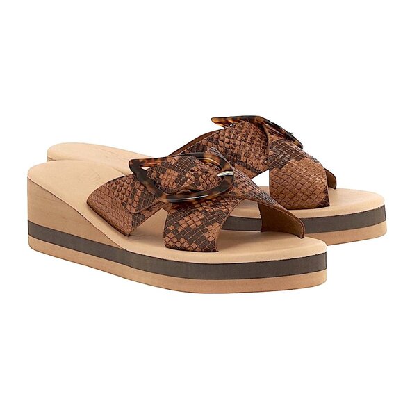 Ancient Greek Sandals Thais Rainbow Wedge Sandals in Python Tampa - Picture 1 of 12